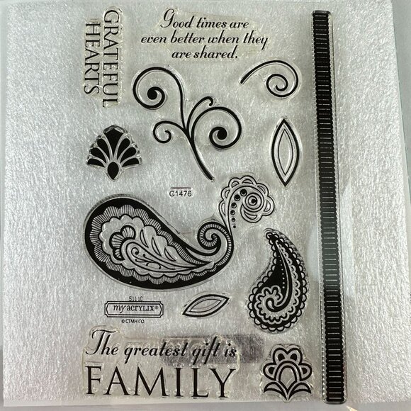 Close To My Heart My Acrylix Stamps - Grateful Hearts & Family c1476 - Picture 1 of 2